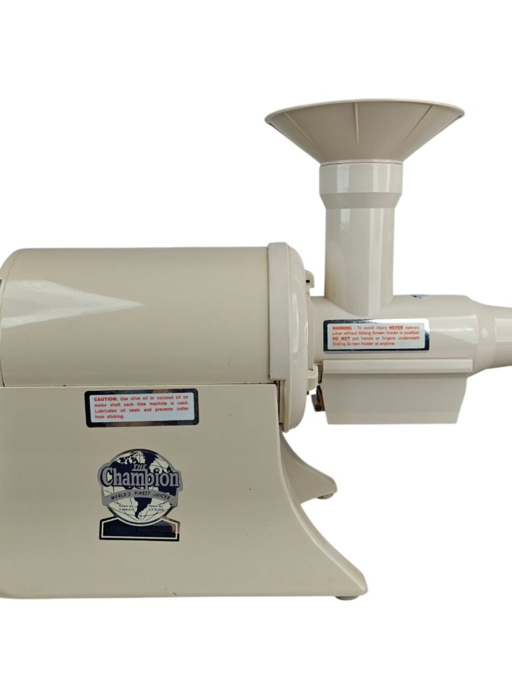 The Champion Juicer G5NG-853S Household Unit Ivory Plastaket Vintage 1/3 HP USA